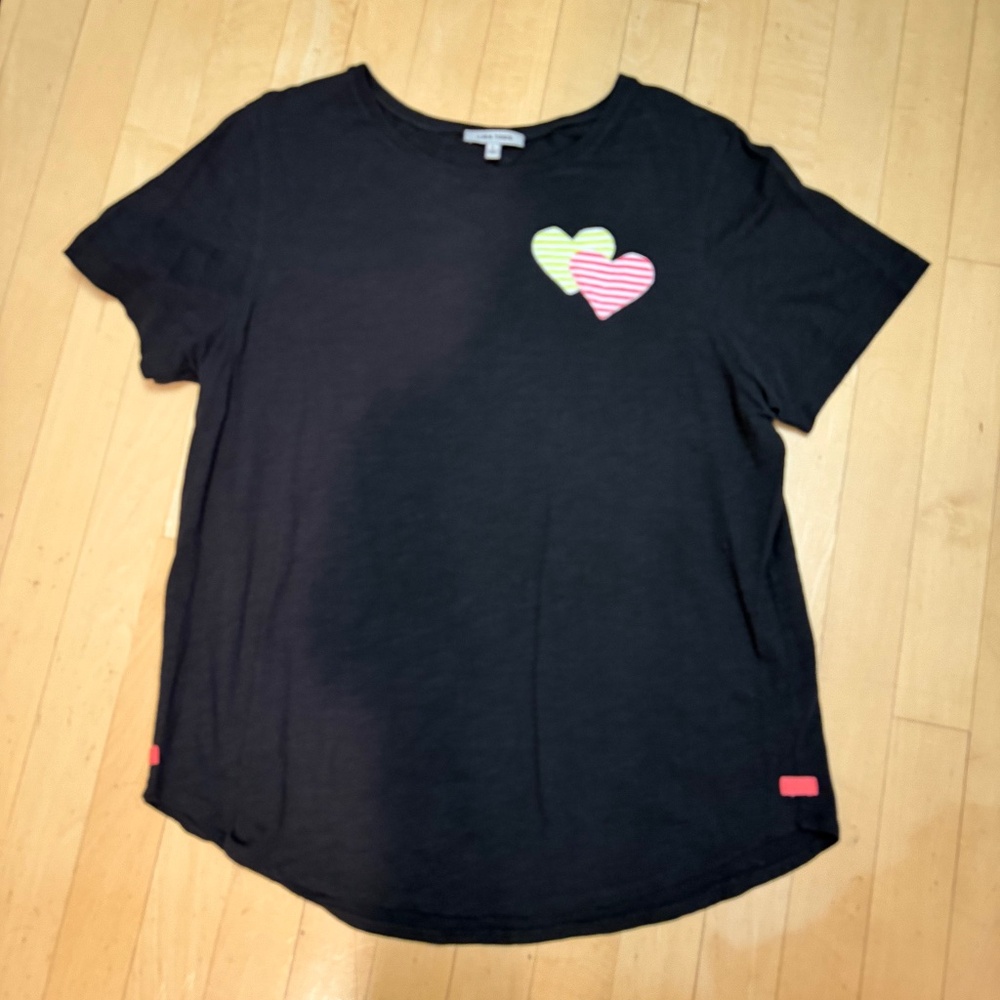 Lisa Todd Double Dare hearts black tee, L, CB2521 - Picture 2 of 4
